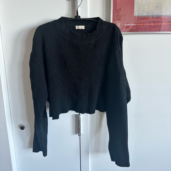 Ozma Tanguis Cotton Ribbed Cropped Mockneck Sweater - Picture 1 of 7